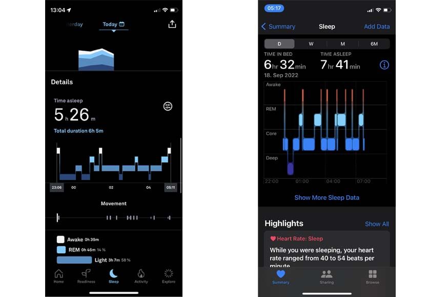 Вы можете просмотреть записанные данные с помощью Apple Watch SE и кольца Oura Ring. 